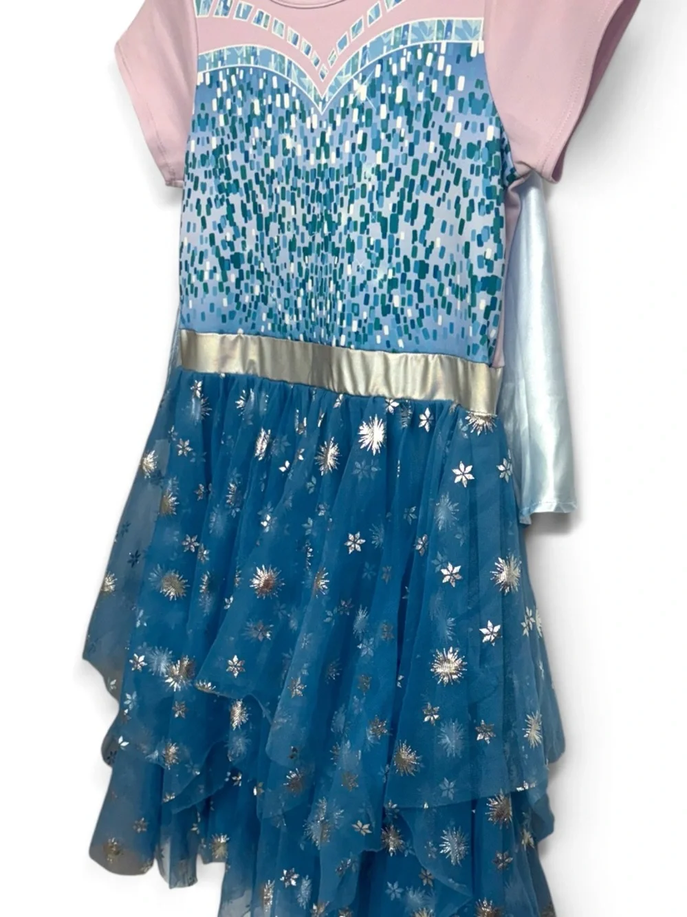 Disney Frozen Elsa Girls Cosplay Tiered Tutu Tulle Dress Detachable Cape 14/16